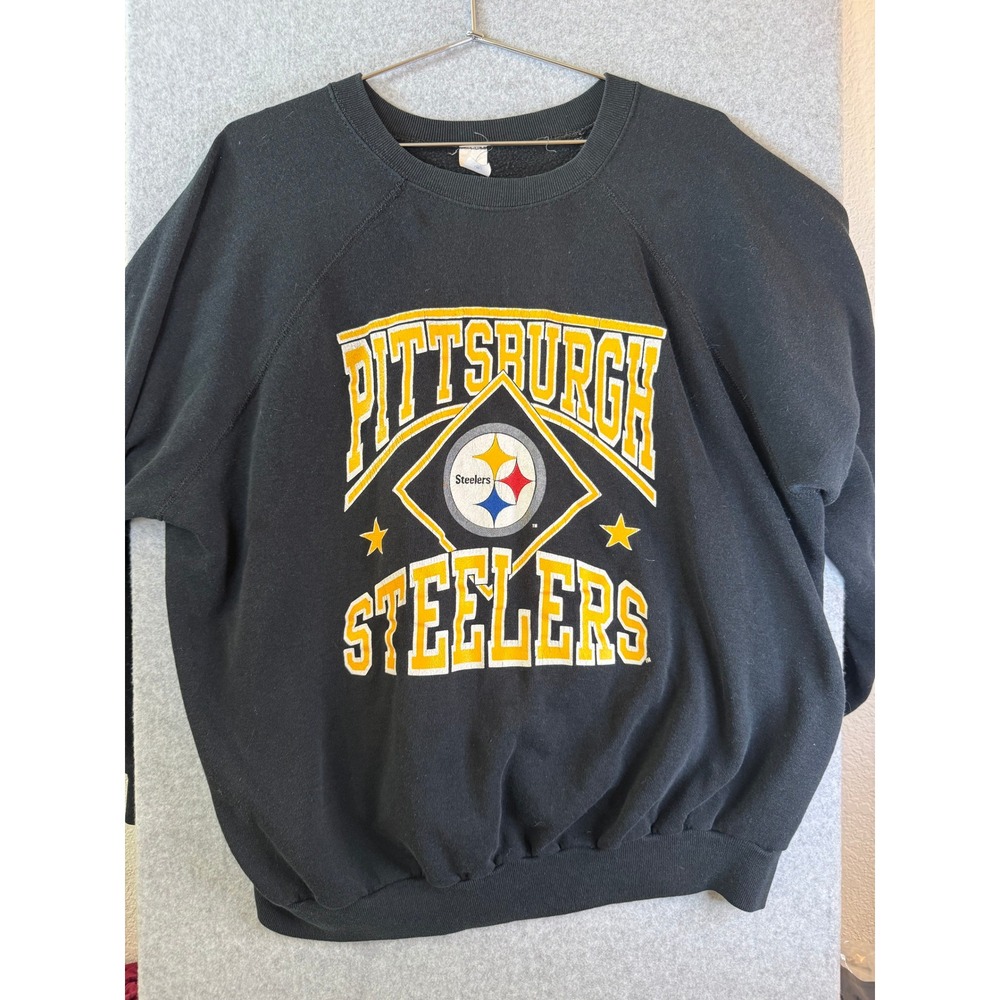 Vintage Pittsburgh Steelers Sweatshirt NFL Graphic Crewneck Raglan Pullover